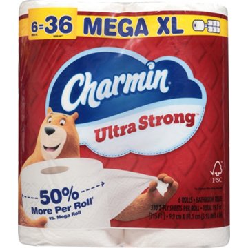 Charmin Ultra Strong Toilet Paper, 6 Mega XL Rolls