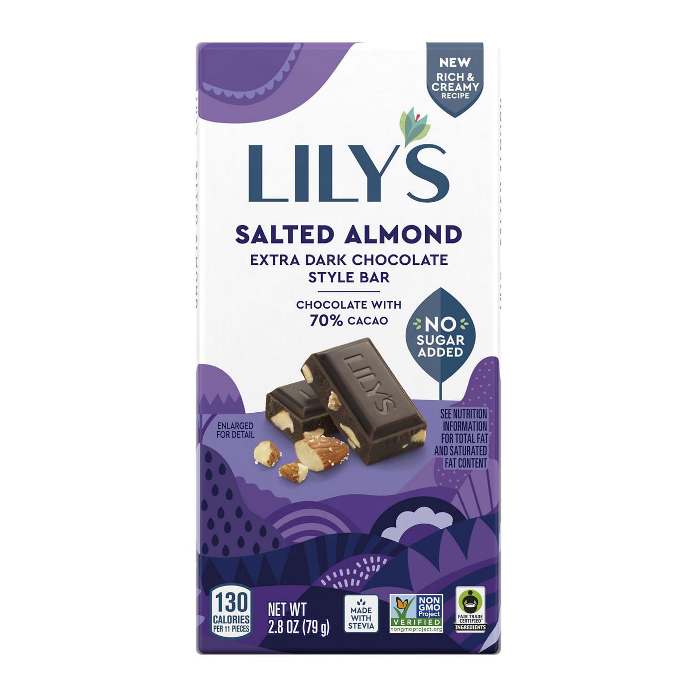 Lily's Salted Almond Extra Dark Chocolate Style Bar; image 1 of 5