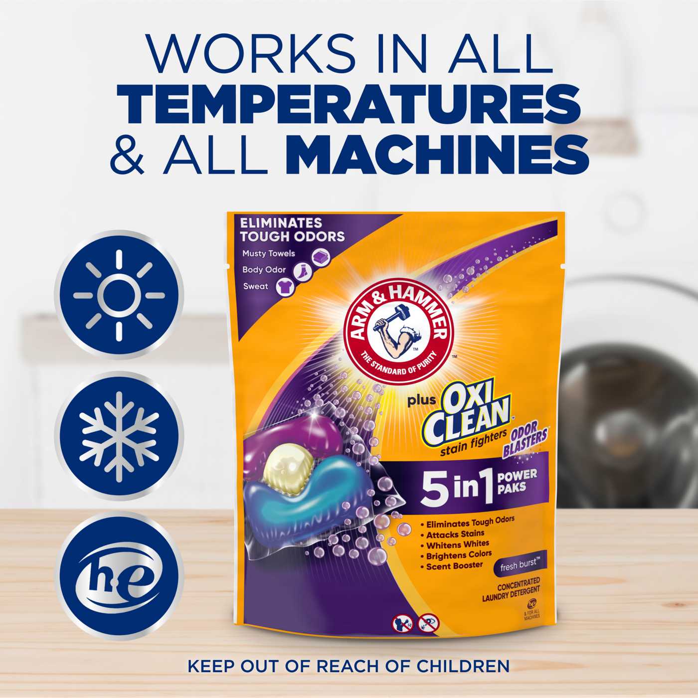 Arm & Hammer Plus Oxi Clean Odor Blasters HE Laundry Detergent Pacs - Fresh Burst; image 9 of 11