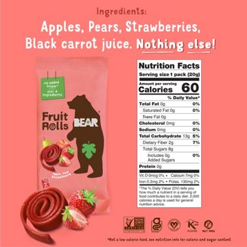 Bear Fruit Rolls - Apple-Pear Strawberry, 5 ct