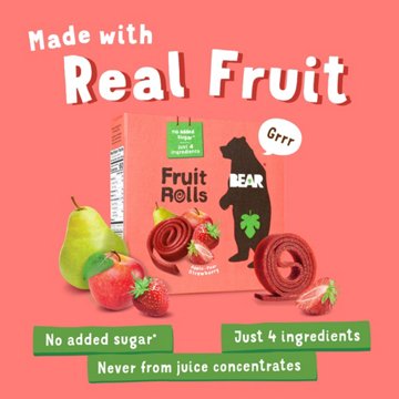 Bear Fruit Rolls - Apple-Pear Strawberry, 5 ct
