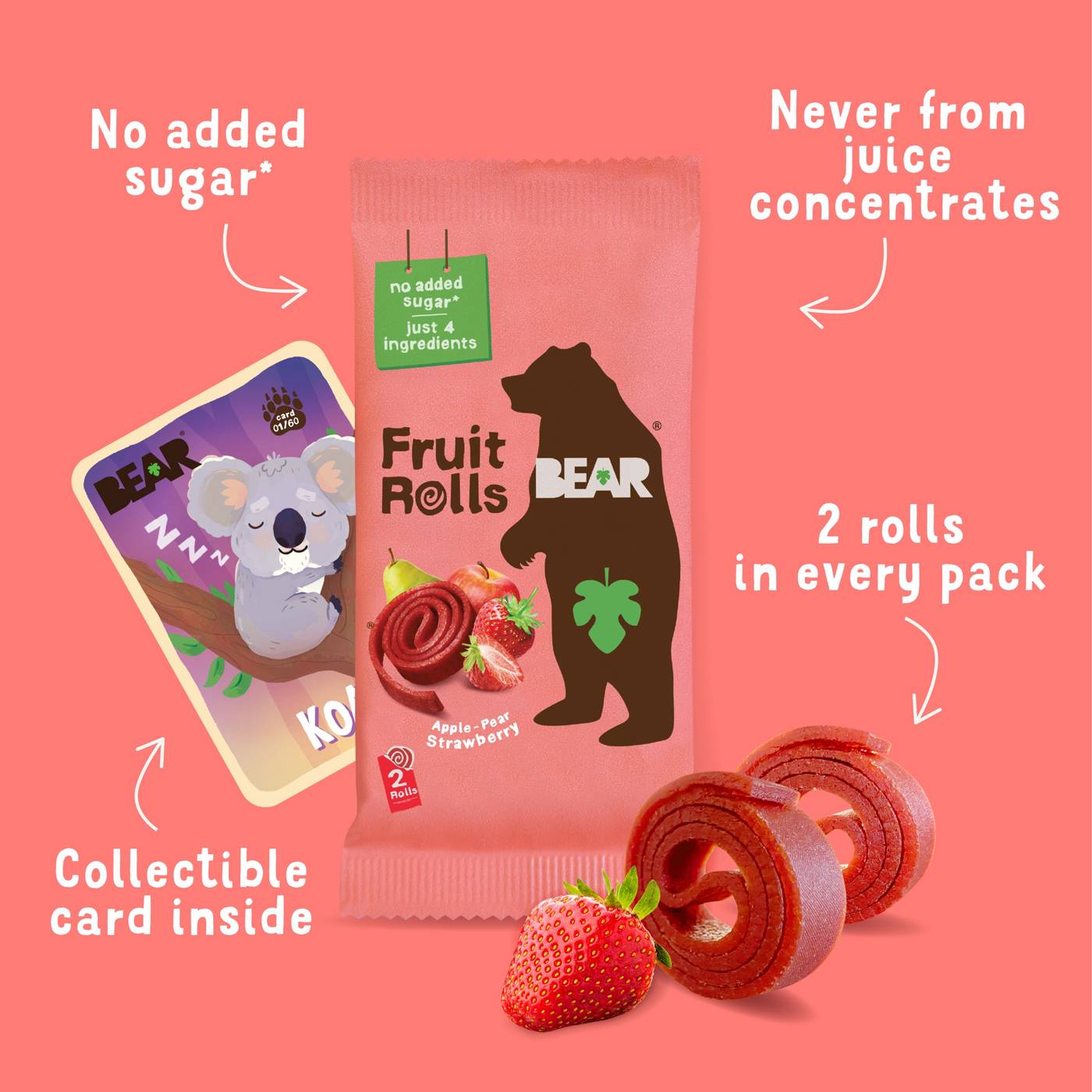 Bear Fruit Rolls - Apple-Pear Strawberry; image 4 of 6