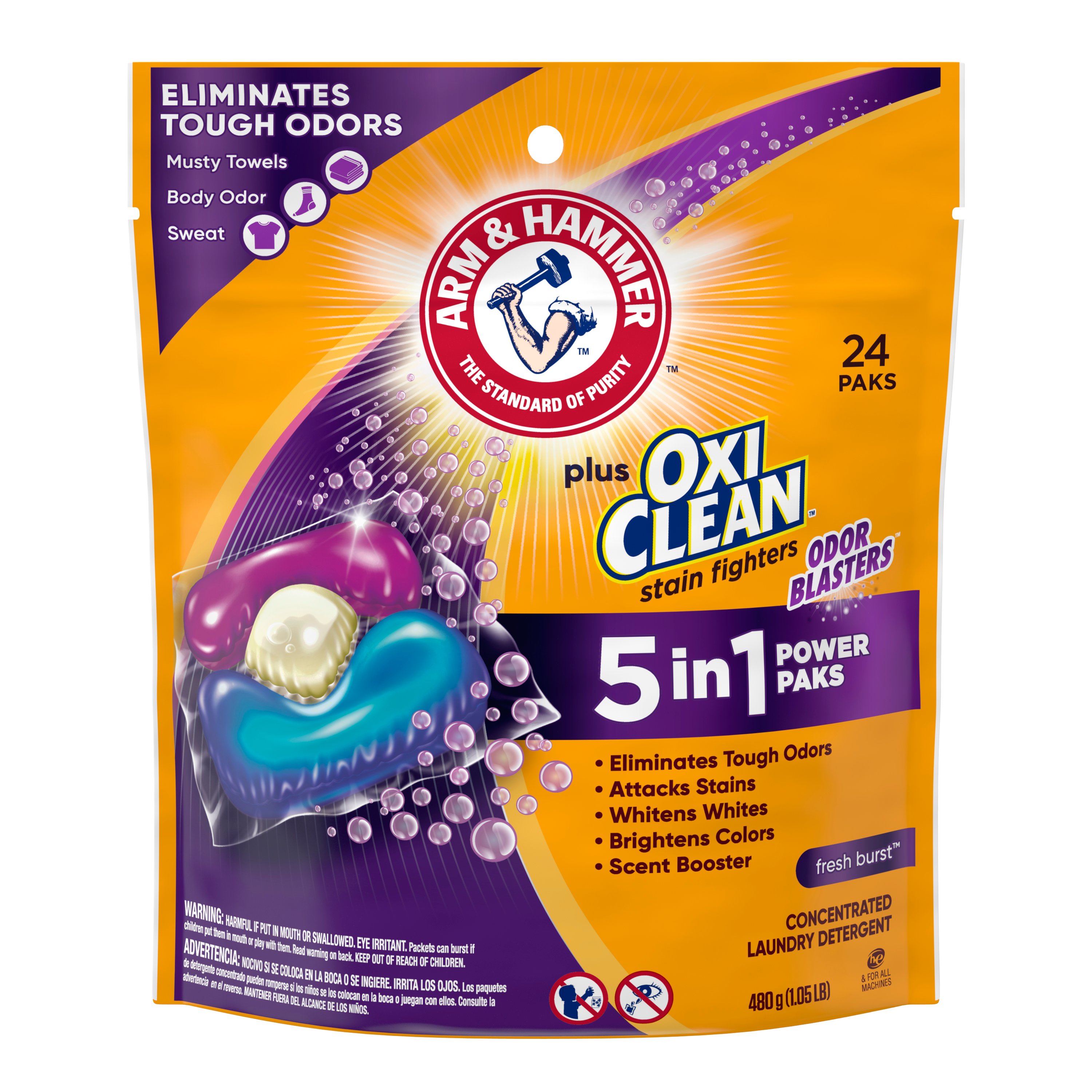 Arm & Hammer Power Paks Plus Oxi Clean Odor Blasters Fresh Burst HE