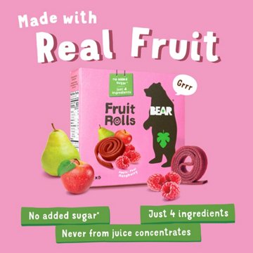 Bear Fruit Rolls - Apple-Pear and Raspberry, 5 ct