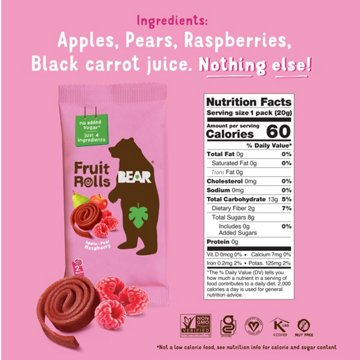 Bear Fruit Rolls - Apple-Pear and Raspberry, 5 ct