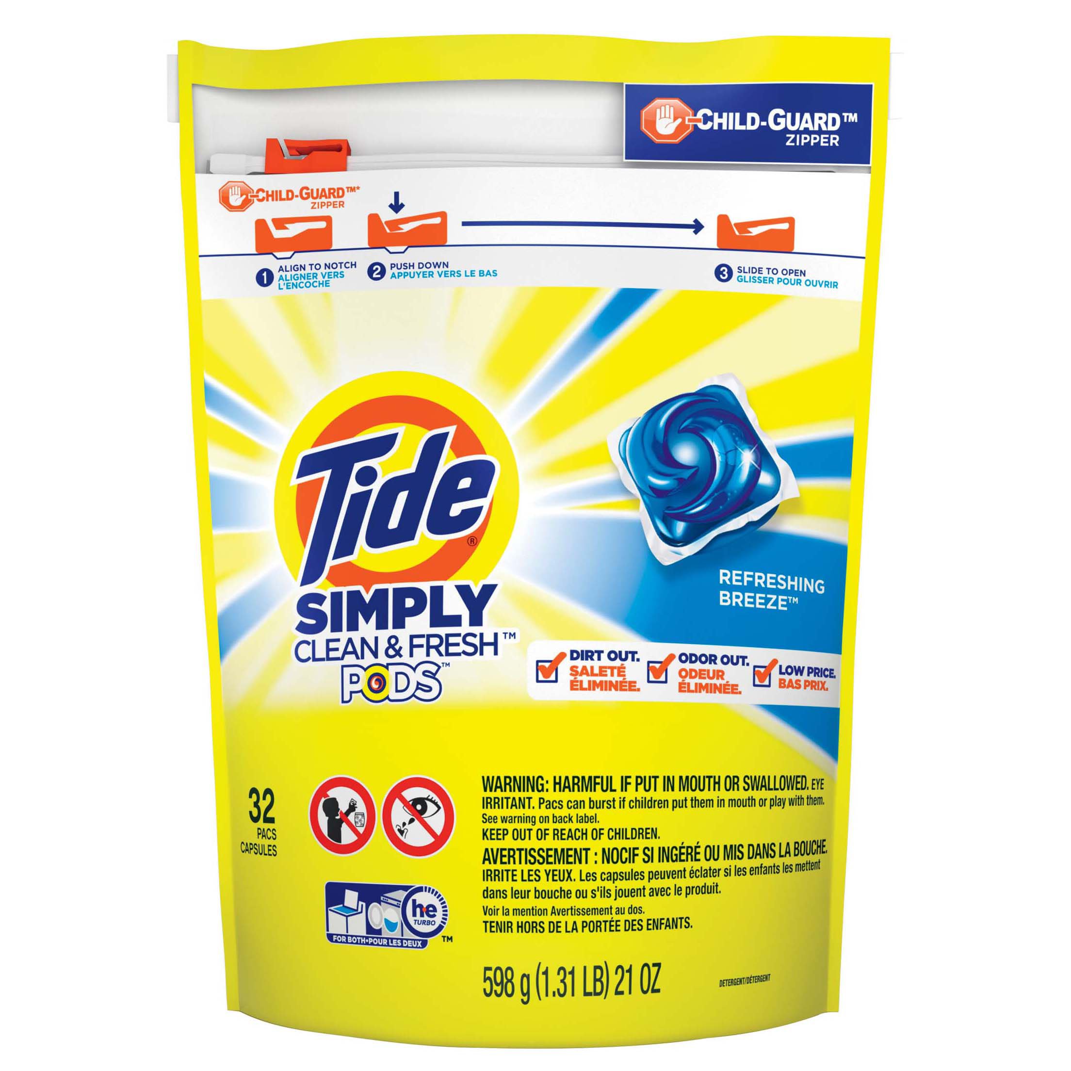 Tide PODS Simply Clean & Fresh Refreshing Breeze Laundry Detergent Pacs ...