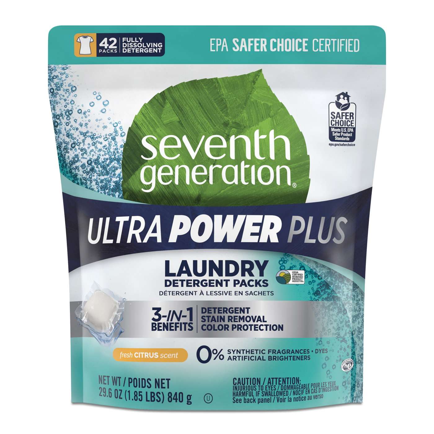 Seventh Generation Ultra Power Plus Laundry Detergent Packs - Fresh Citrus; image 1 of 4