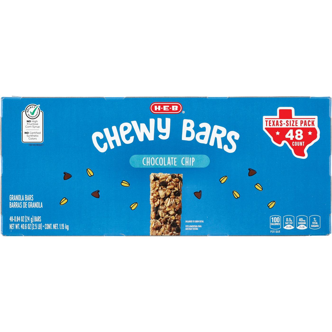 H-E-B Chocolate Chip Chewy Bars - Texas-Size Pack; image 1 of 2