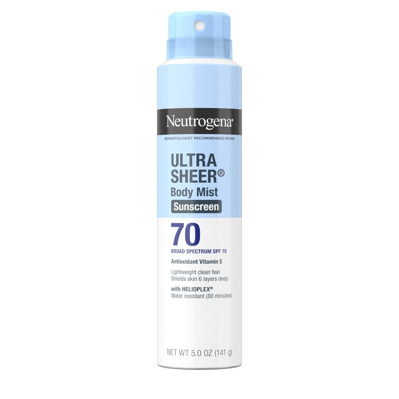Neutrogena Ultra Sheer Body Mist Sunscreen Spray - SPF 70; image 1 of 8