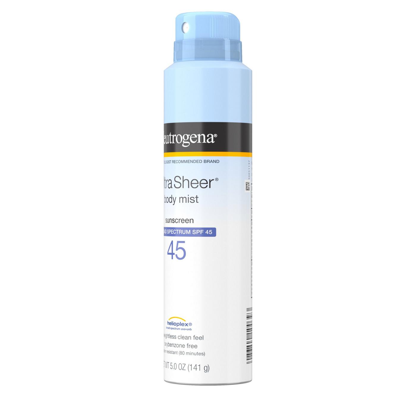 Neutrogena Ultra Sheer Body Mist Sunscreen SPF 45 Shop Sunscreen