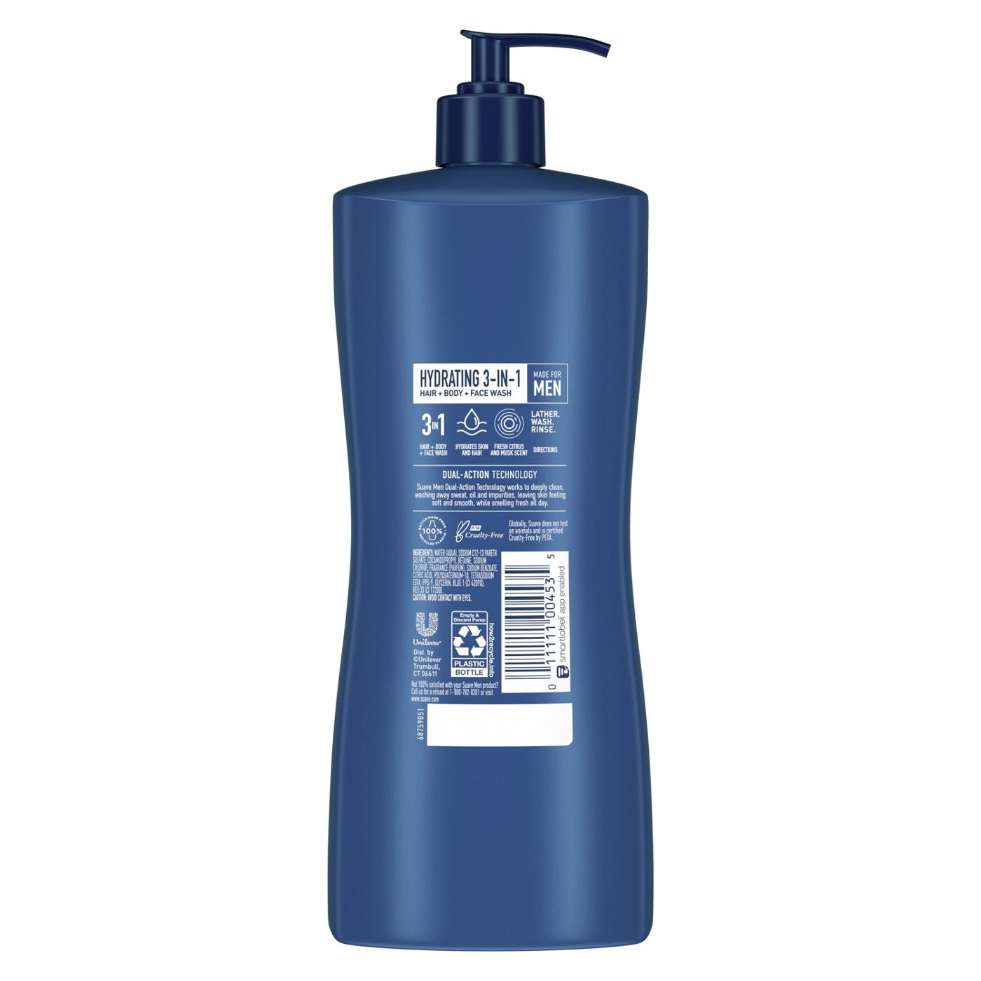 Suave Men Hydrating 3 in 1 Hair, Face + Body Wash Shop Body wash at HEB