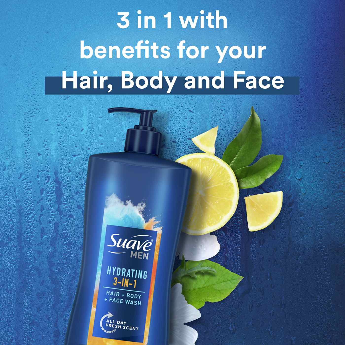 Suave Men Hydrating 3 in 1 Hair, Face + Body Wash; image 7 of 7