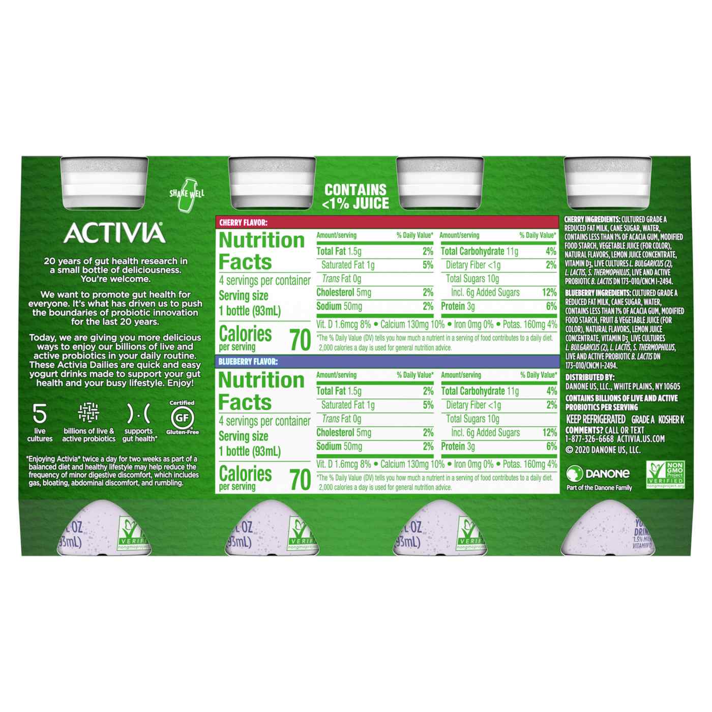 Activia Probiotic Dailies Blueberry & Cherry Yogurt Drink, Variety Pack; image 3 of 4