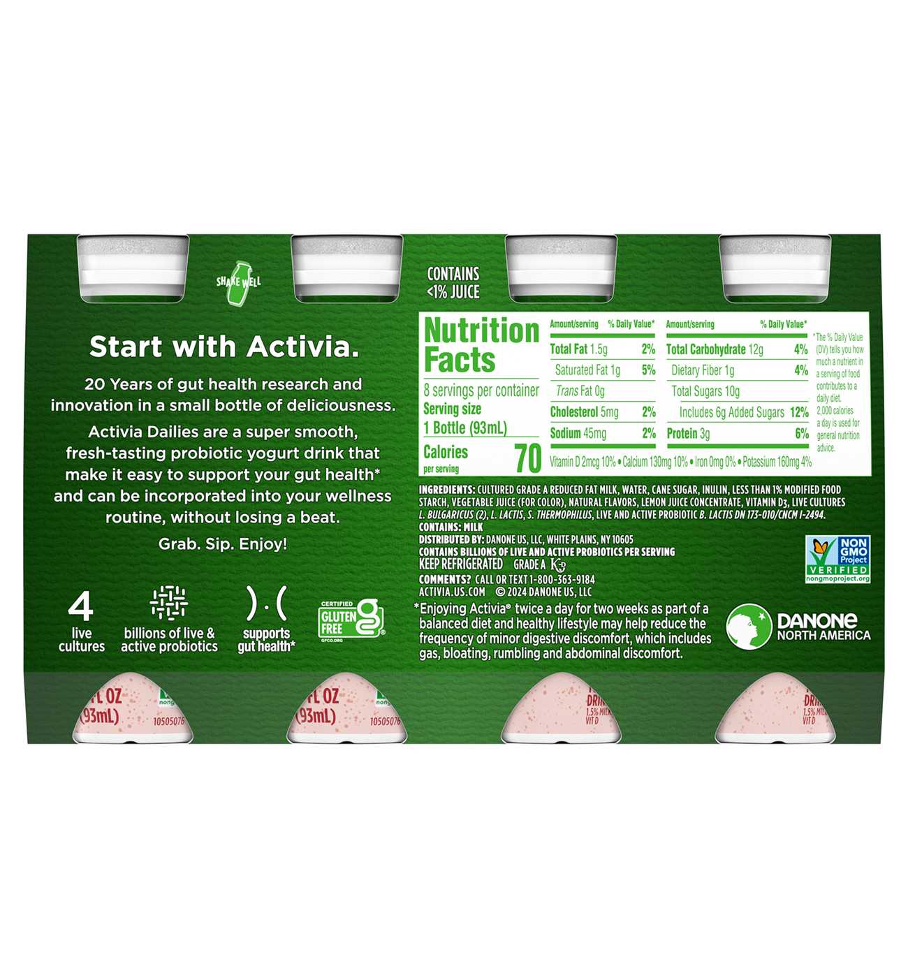 Activia Low Fat Probiotic Dailies Strawberry Yogurt Drink; image 3 of 12