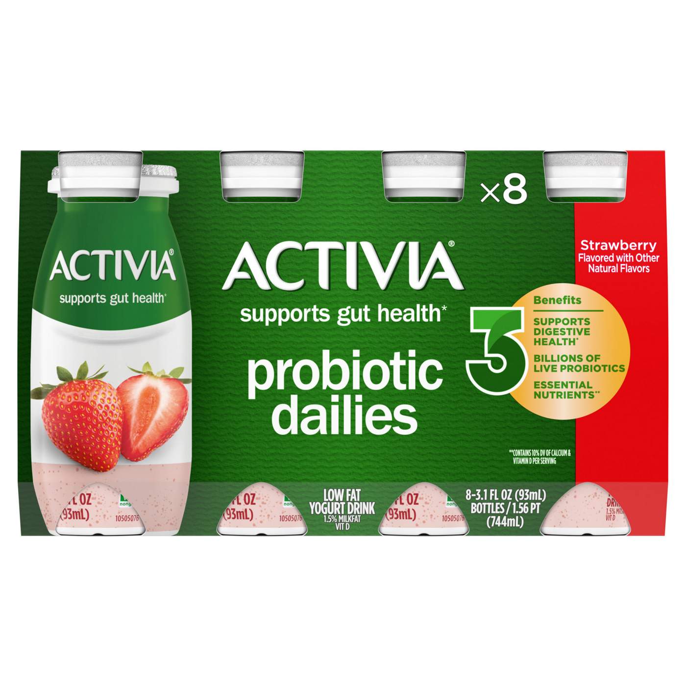 Activia Low Fat Probiotic Dailies Strawberry Yogurt Drink; image 1 of 3