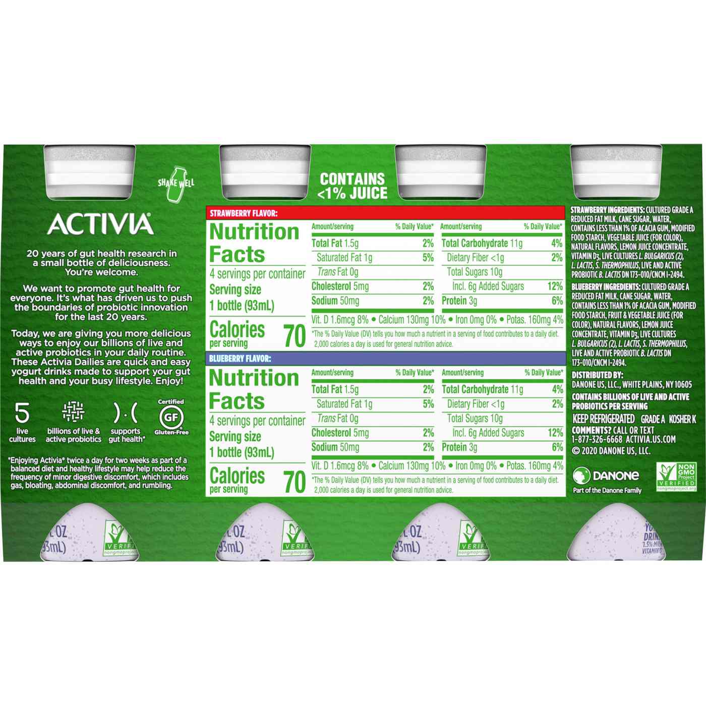Activia Low Fat Probiotic Dailies Strawberry & Blueberry Yogurt Drink; image 3 of 5
