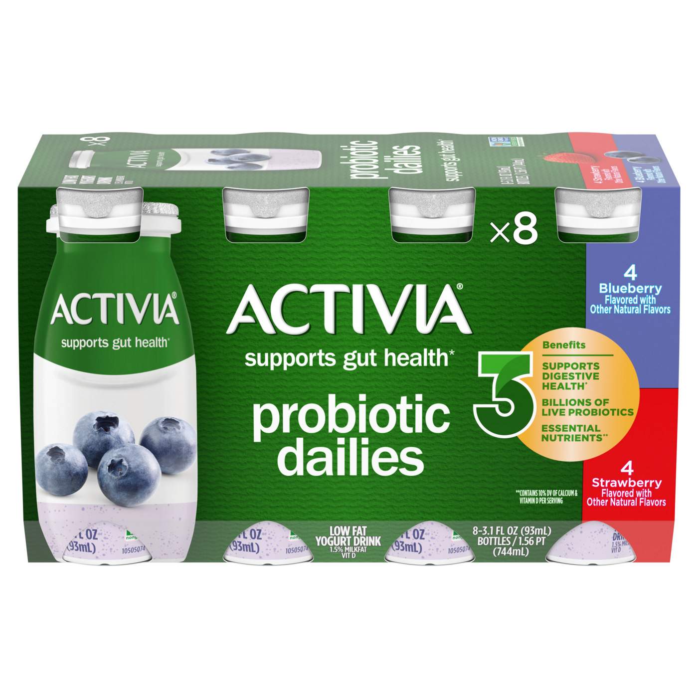Activia Low Fat Probiotic Dailies Strawberry & Blueberry Yogurt Drink; image 7 of 10