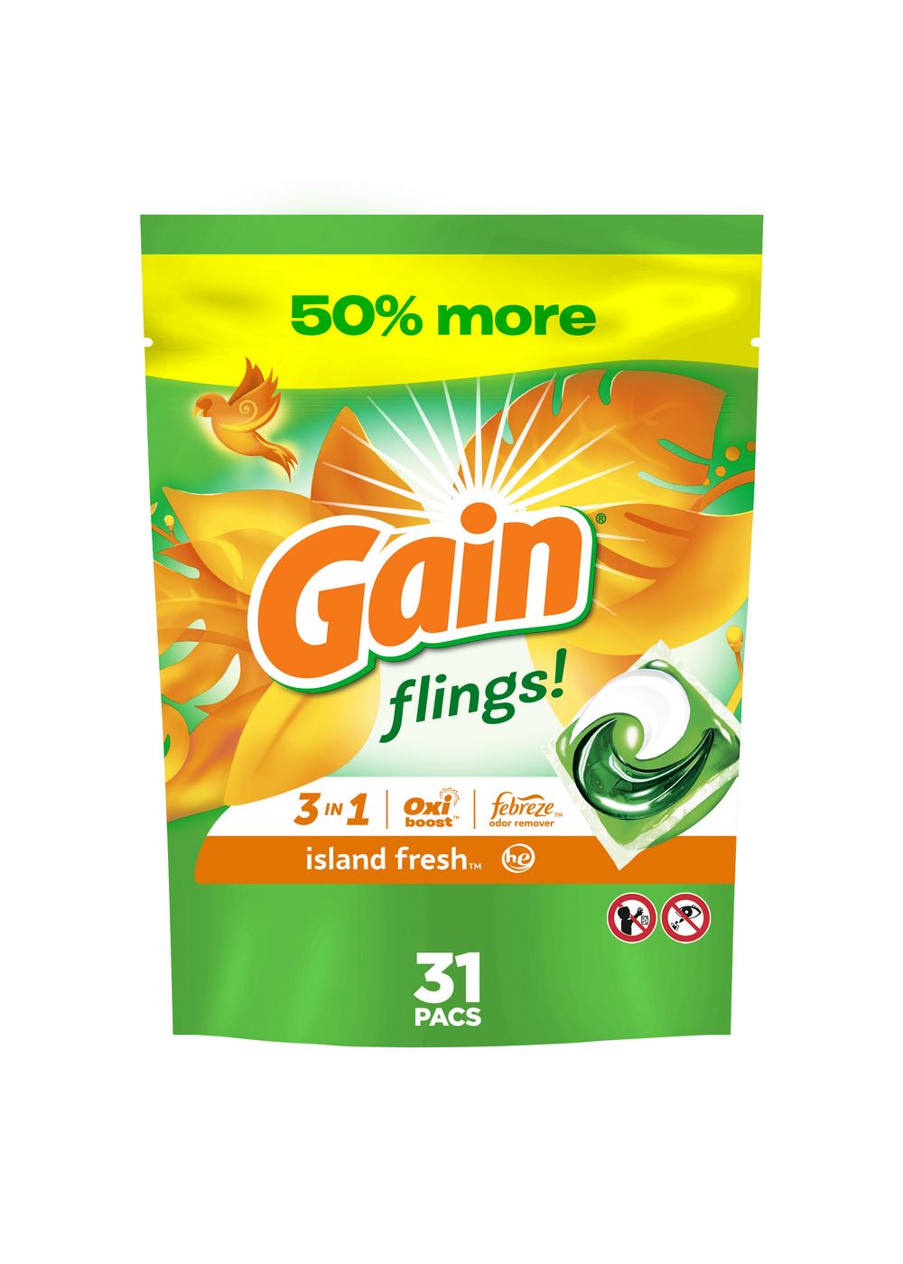 Gain Flings! Island Fresh HE Laundry Detergent Pacs; image 8 of 9