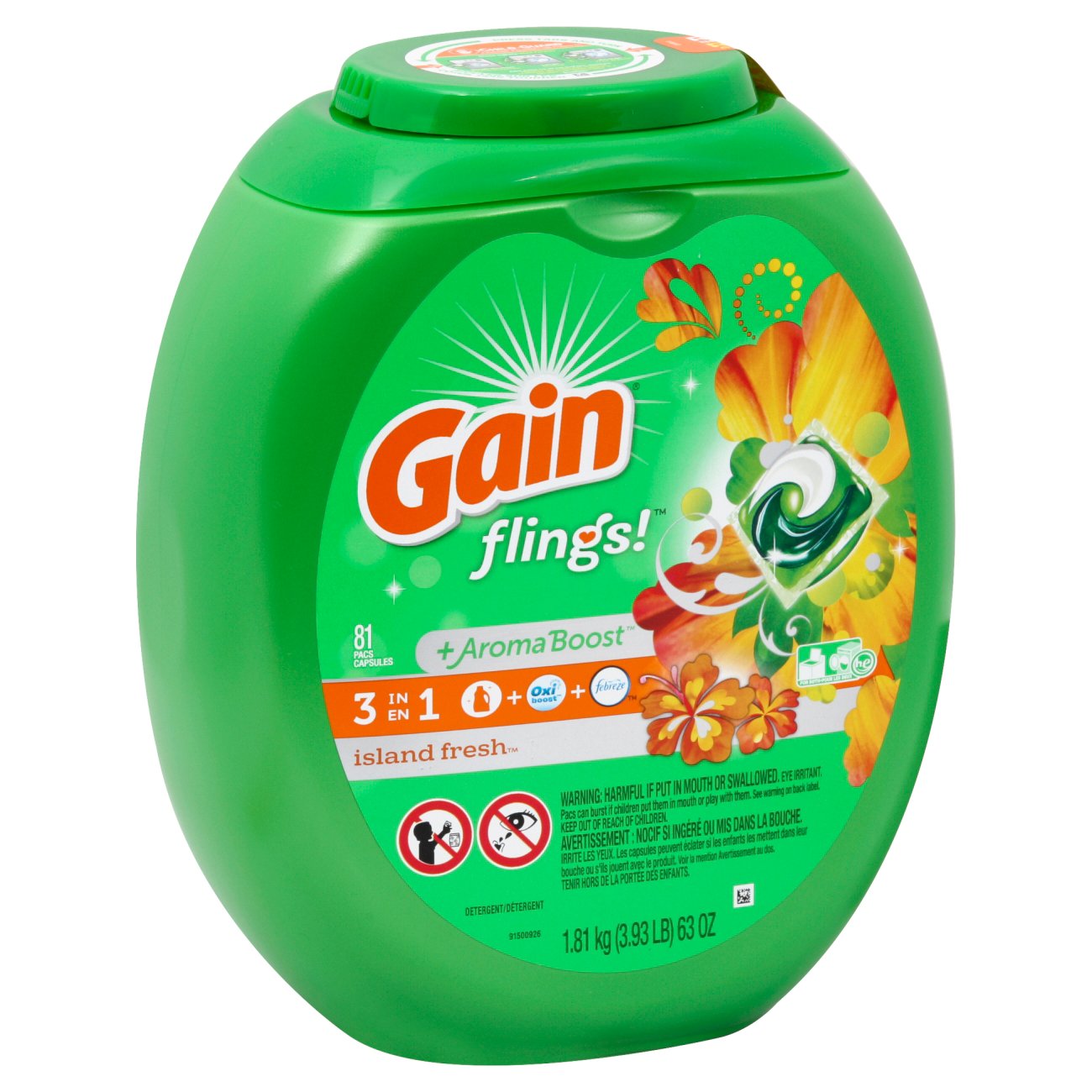 Gain Flings! Island Fresh Scent HE Laundry Detergent Pacs - Shop Gain ...