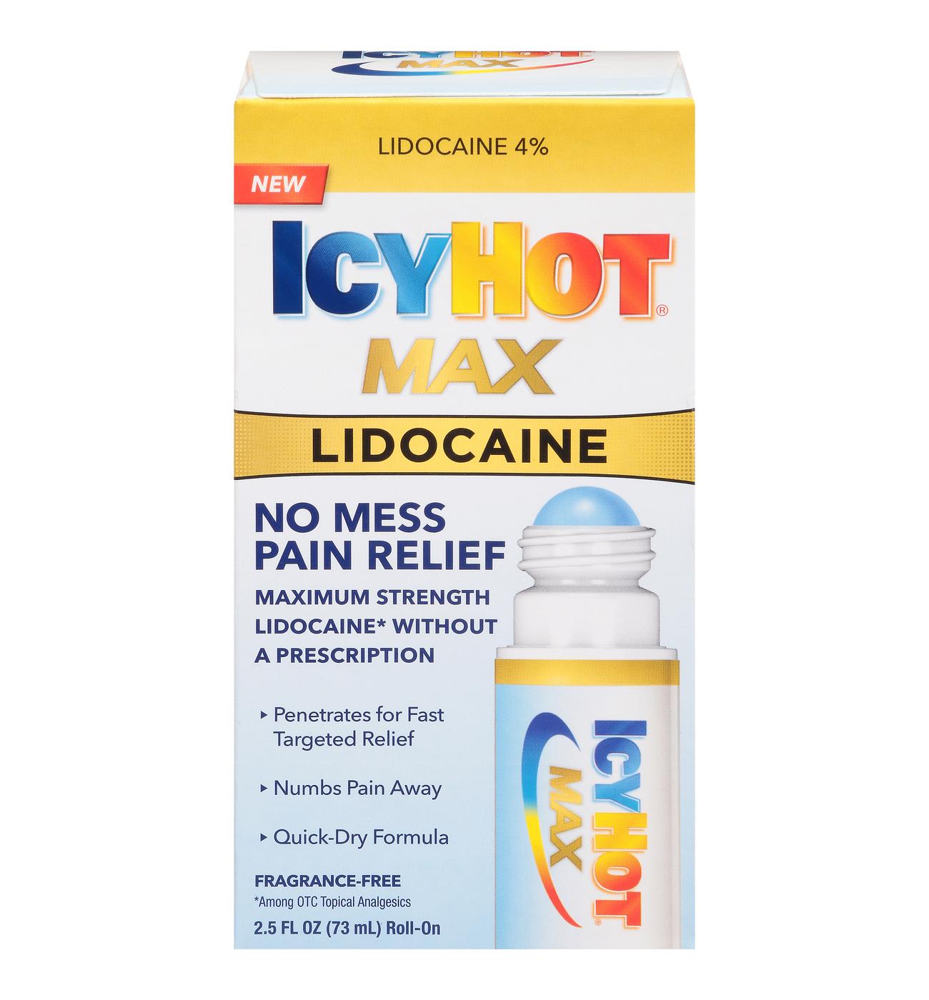 Icy Hot Max Lidocaine Pain Relief No-Mess Roll-On; image 1 of 5