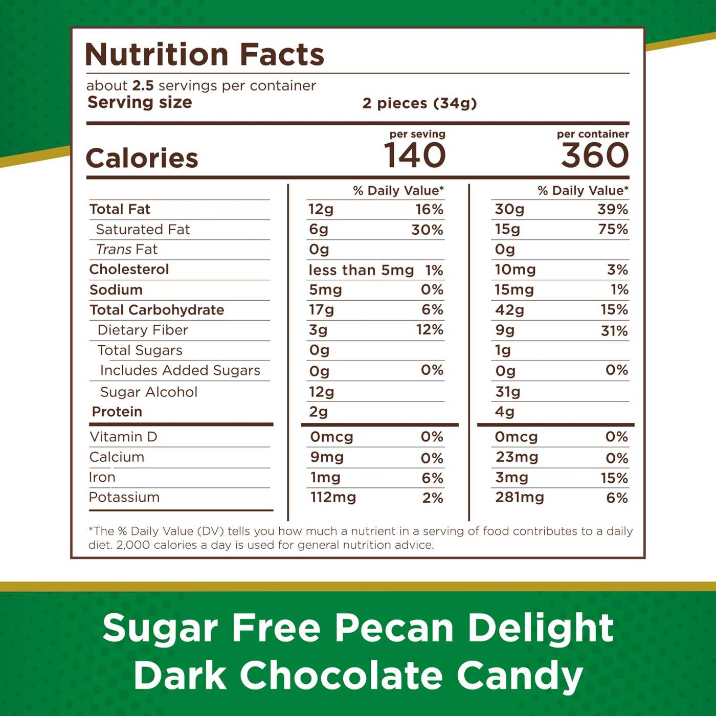 Russell Stover Sugar Free Dark Chocolate Pecan Delight; image 8 of 8