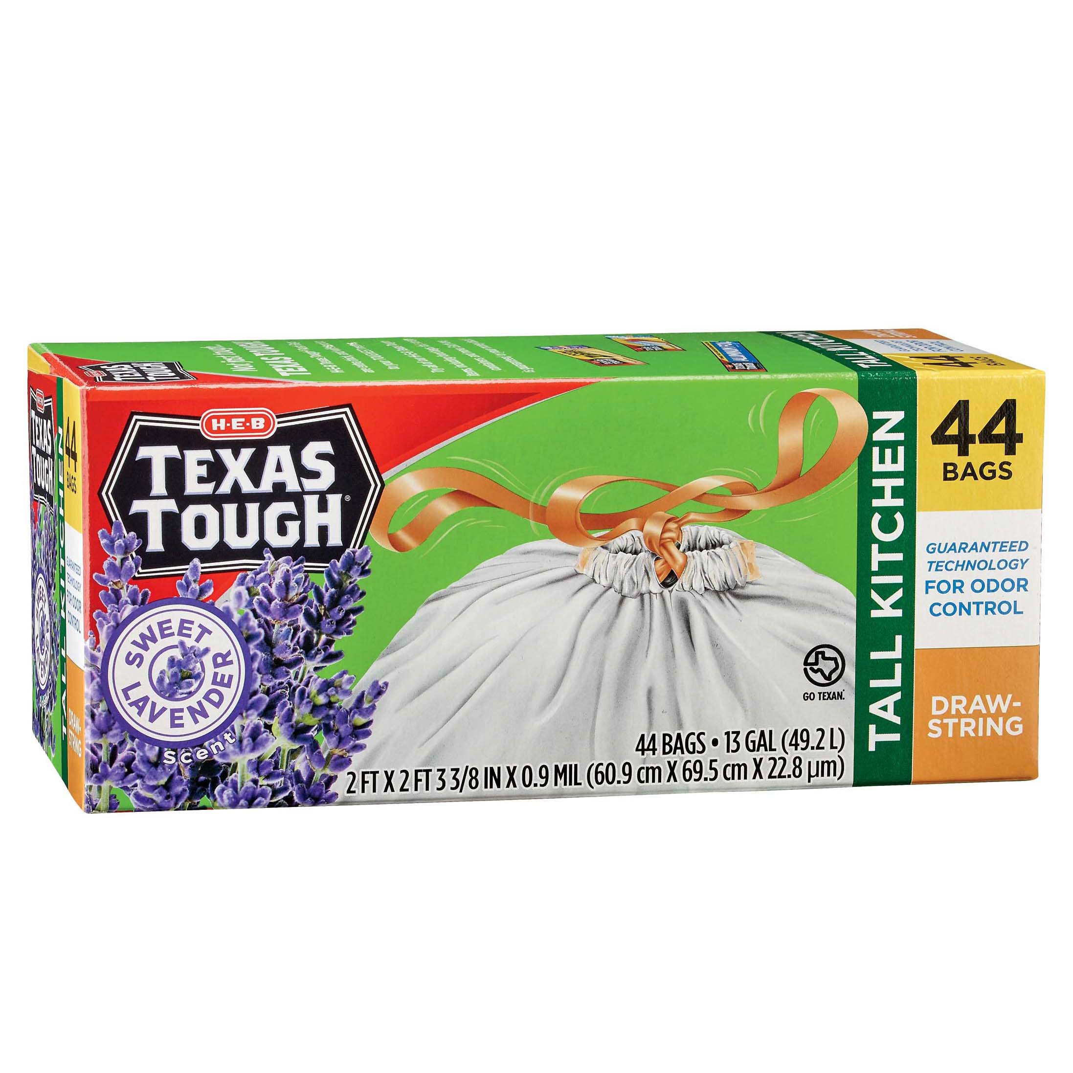 H E B Texas Tough Lavender Scent Drawstring Tall Kitchen 13 Gallon Trash Bags Shop Trash Bags 