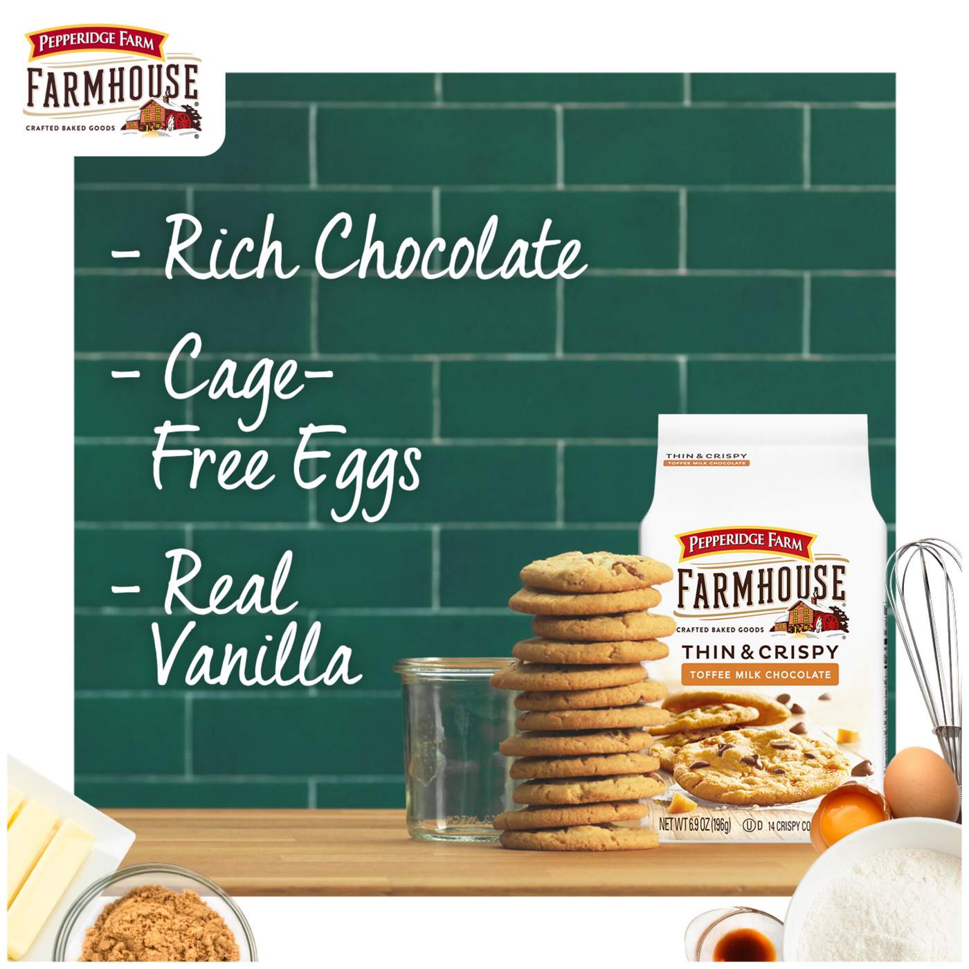 Pepperidge Farm Farmhouse Thin & Crispy Toffee Milk Chocolate Cookies; image 2 of 9