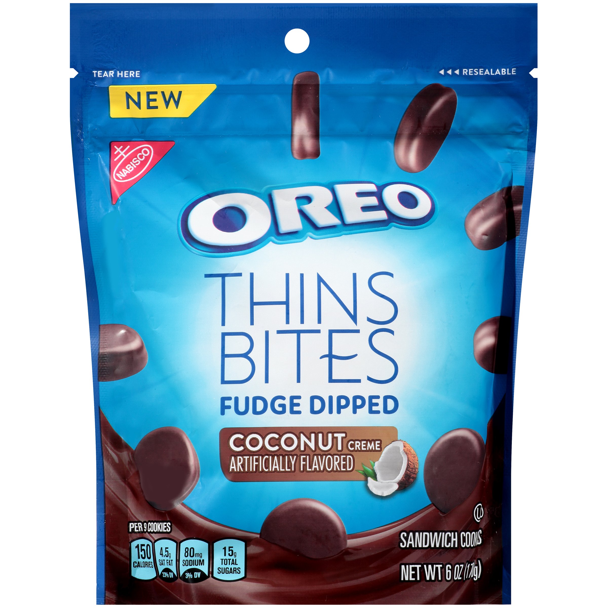 Nabisco Oreo Thins Bites Fudge Dipped Coconut Creme Sandwich Cookies