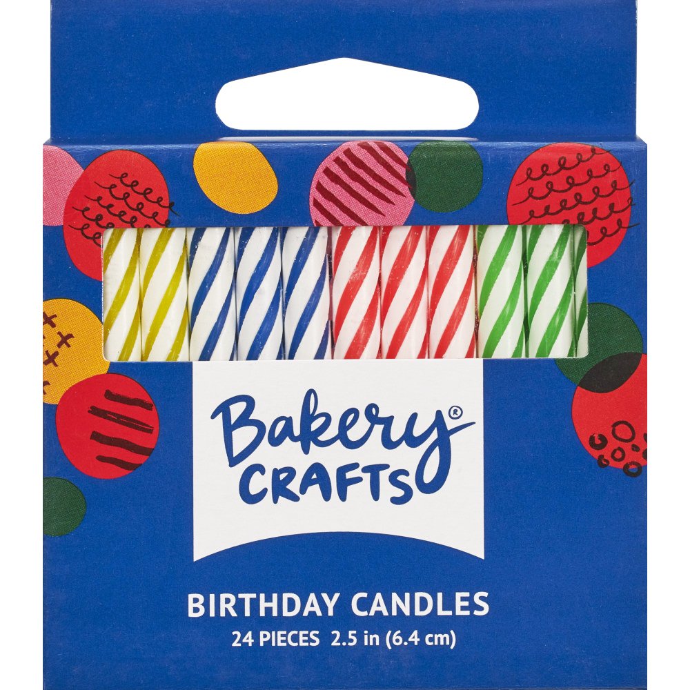 Bakery Crafts Multi Neon Color Spiral Birthday Candles, 24 ct