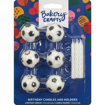 Bakery Crafts Soccer Ball Birthday Candles & Holders, 6 ct