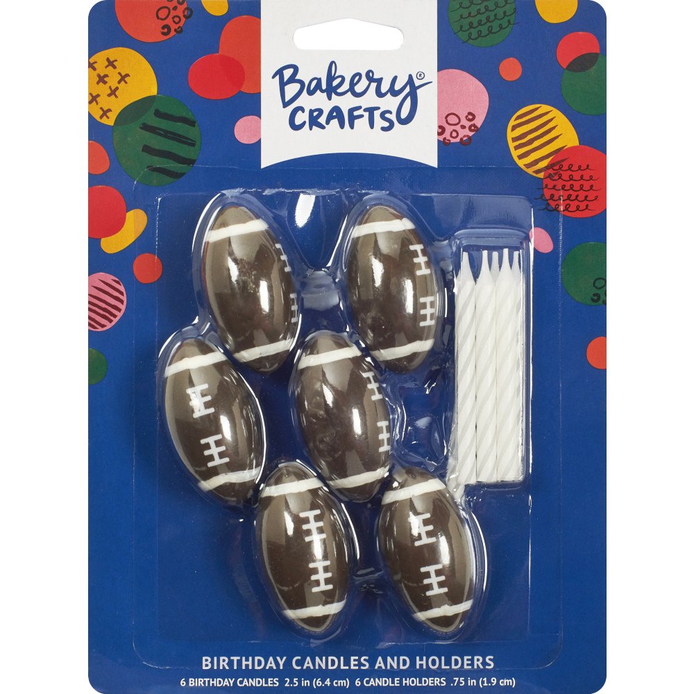 Bakery Crafts Football Birthday Candles & Holders, 6 ct