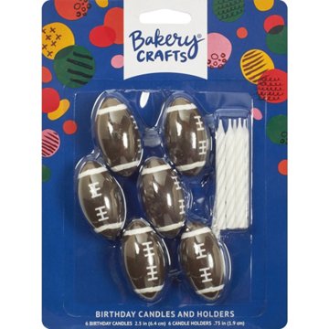 Bakery Crafts Football Birthday Candles & Holders, 6 ct