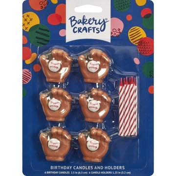 Bakery Crafts Baseball Birthday Candles & Holders, 6 ct