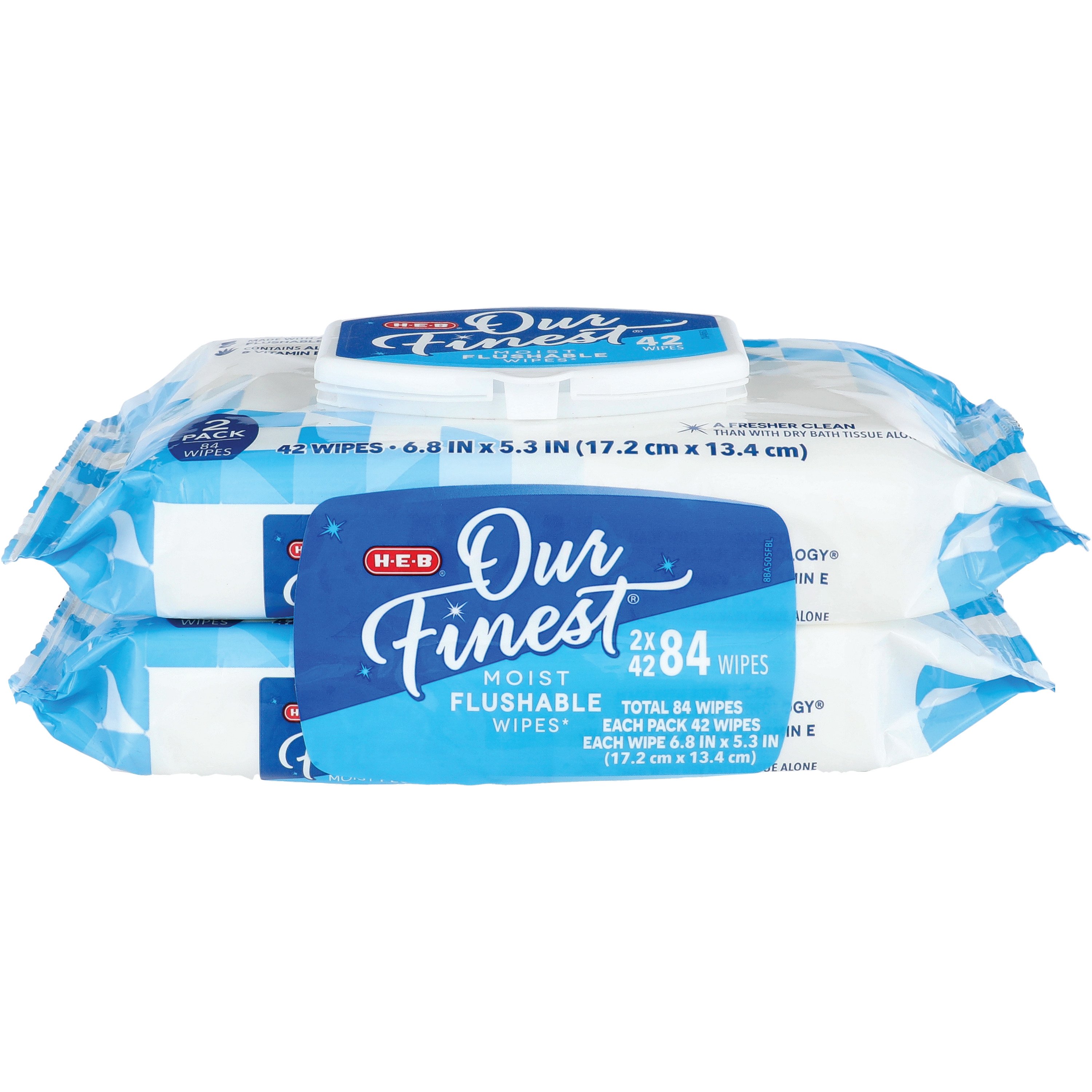 H E B Our Finest Flushable Wipes 2 Pk Shop Toilet Paper At H E B