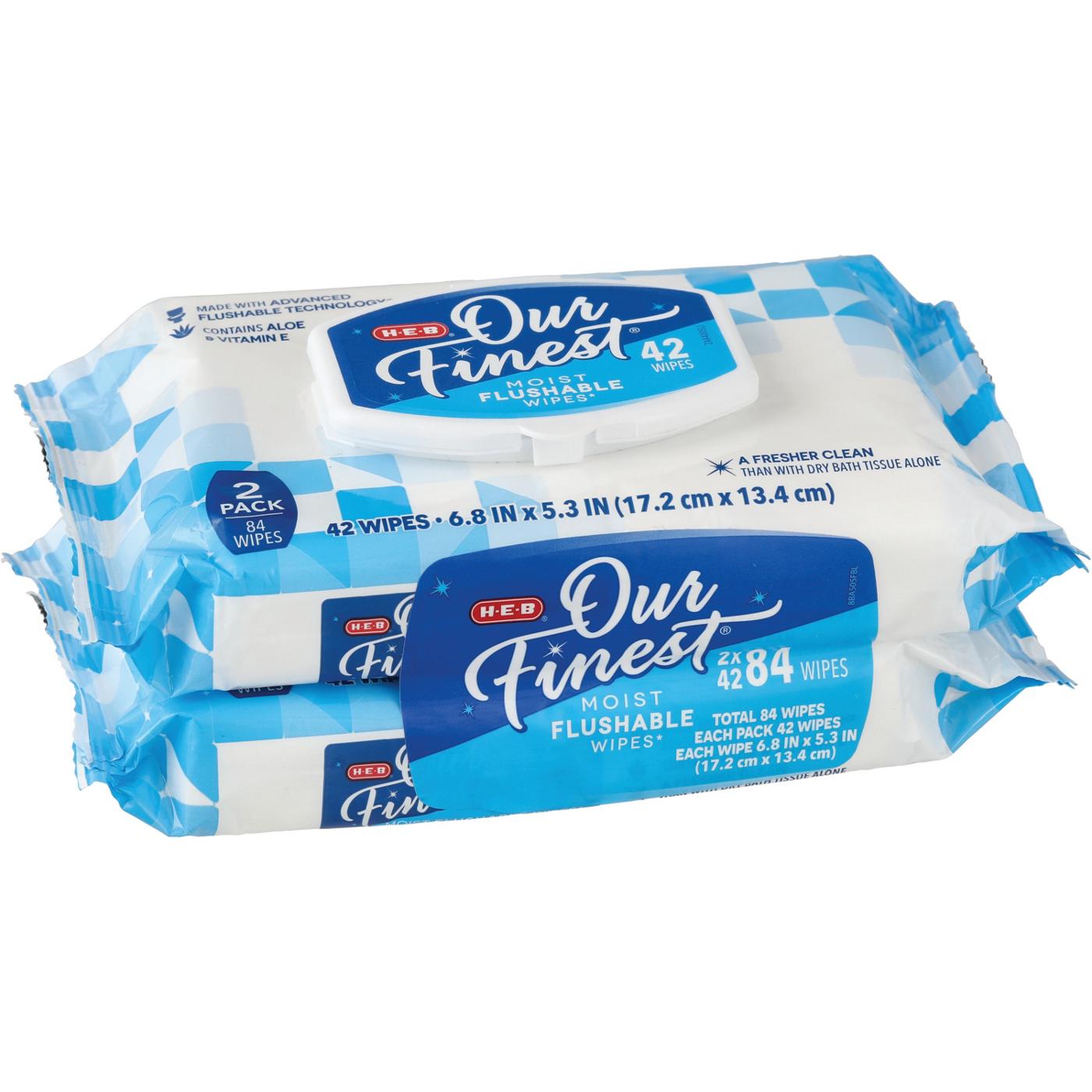 H-E-B Our Finest Moist Flushable Wipes 2 pk; image 2 of 2