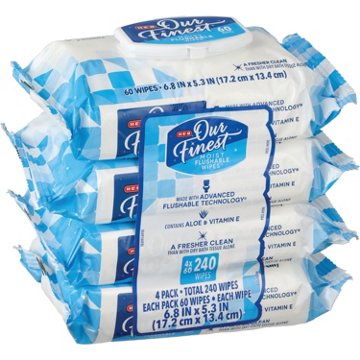 H-E-B Our Finest Moist Flushable Wipes 4 pk, 240 ct