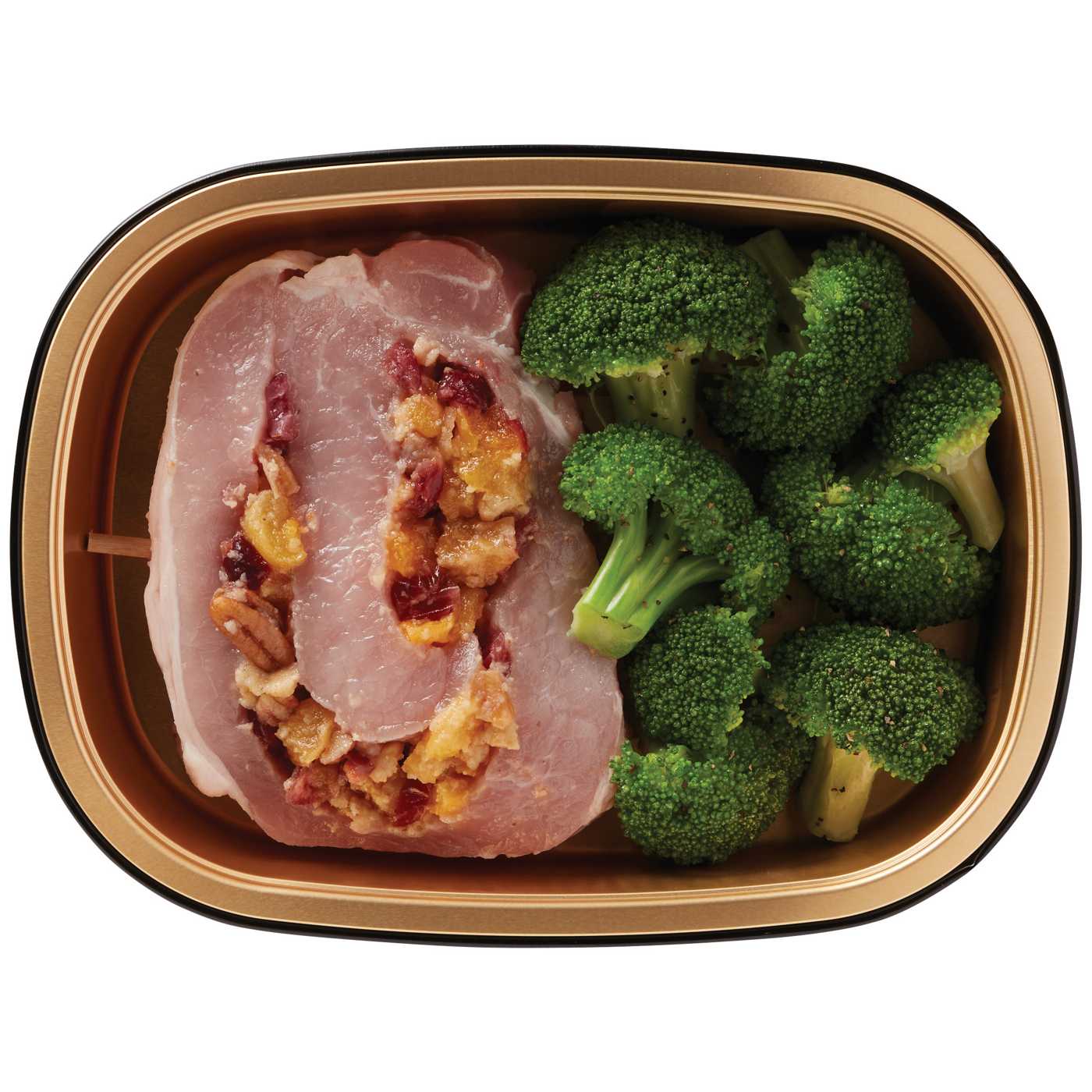 Meal Simple by H-E-B Apricot Cranberry Pecan Stuffed Pork Pinwheel & Broccoli; image 1 of 4