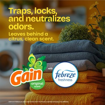 Glad ForceFlex Tall Kitchen Drawstring Trash Bags, 13 Gallon - Gain Original Scent with Febreze Freshness, 80 ct