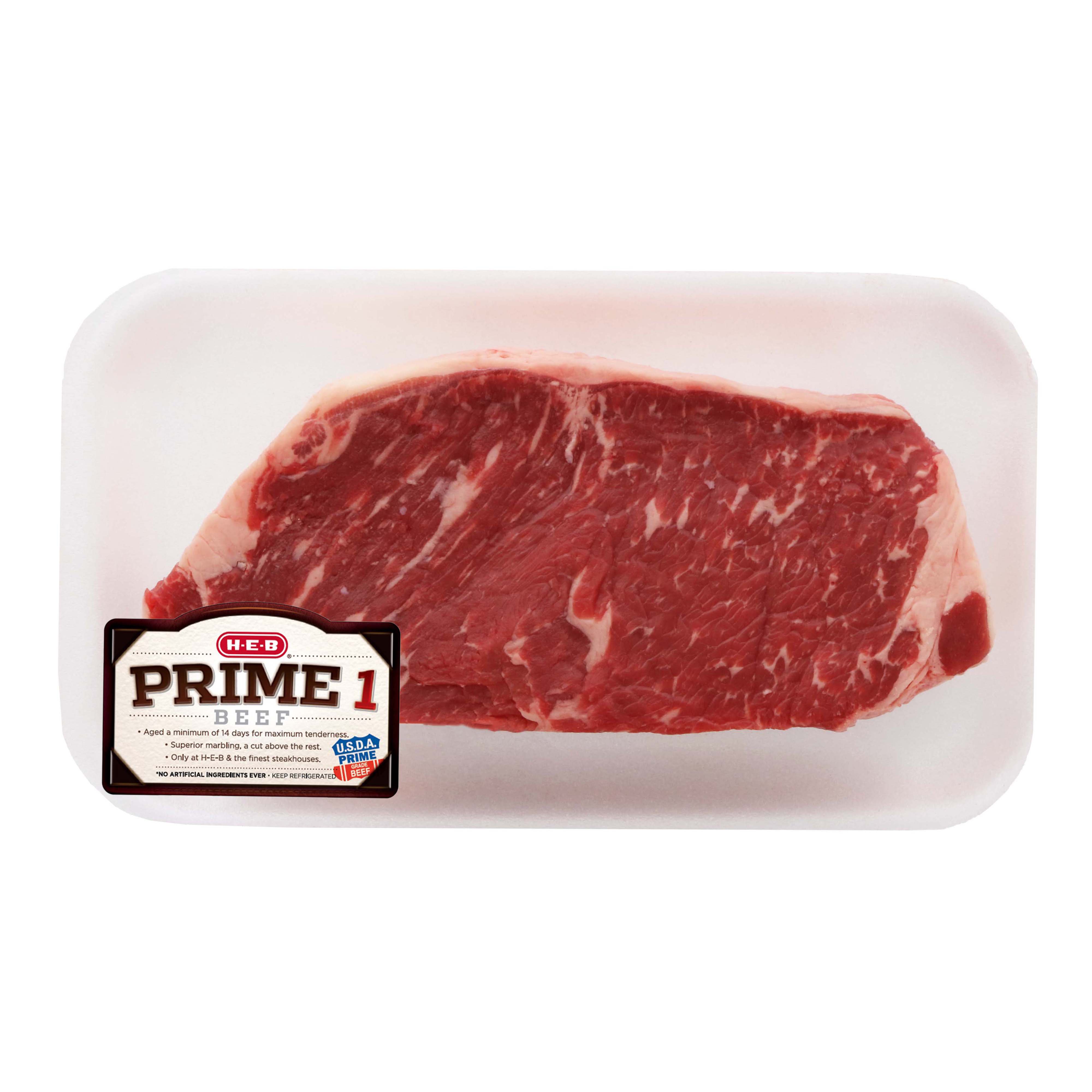 H-E-B Prime 1 Beef New York Strip Boneless Steak, USDA Prime - Shop ...