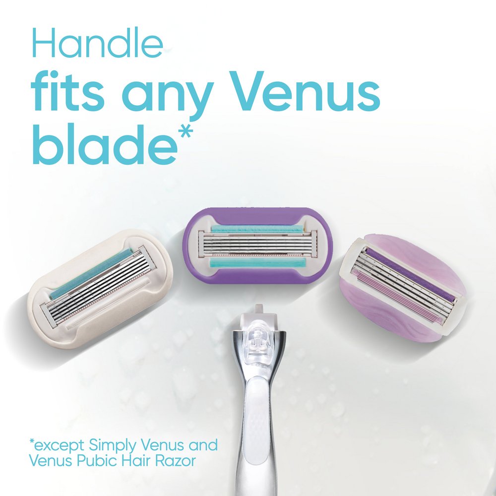 Gillette Venus Platinum Smooth Metal Handle Women's Razor and 2