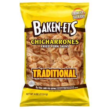 Baken-Ets Chicharrones Traditional Fried Pork Skins, 4 oz