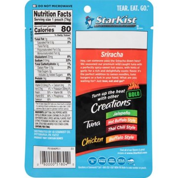 StarKist Tuna Creations Bold Sriracha Tuna Pouch, 2.6 oz
