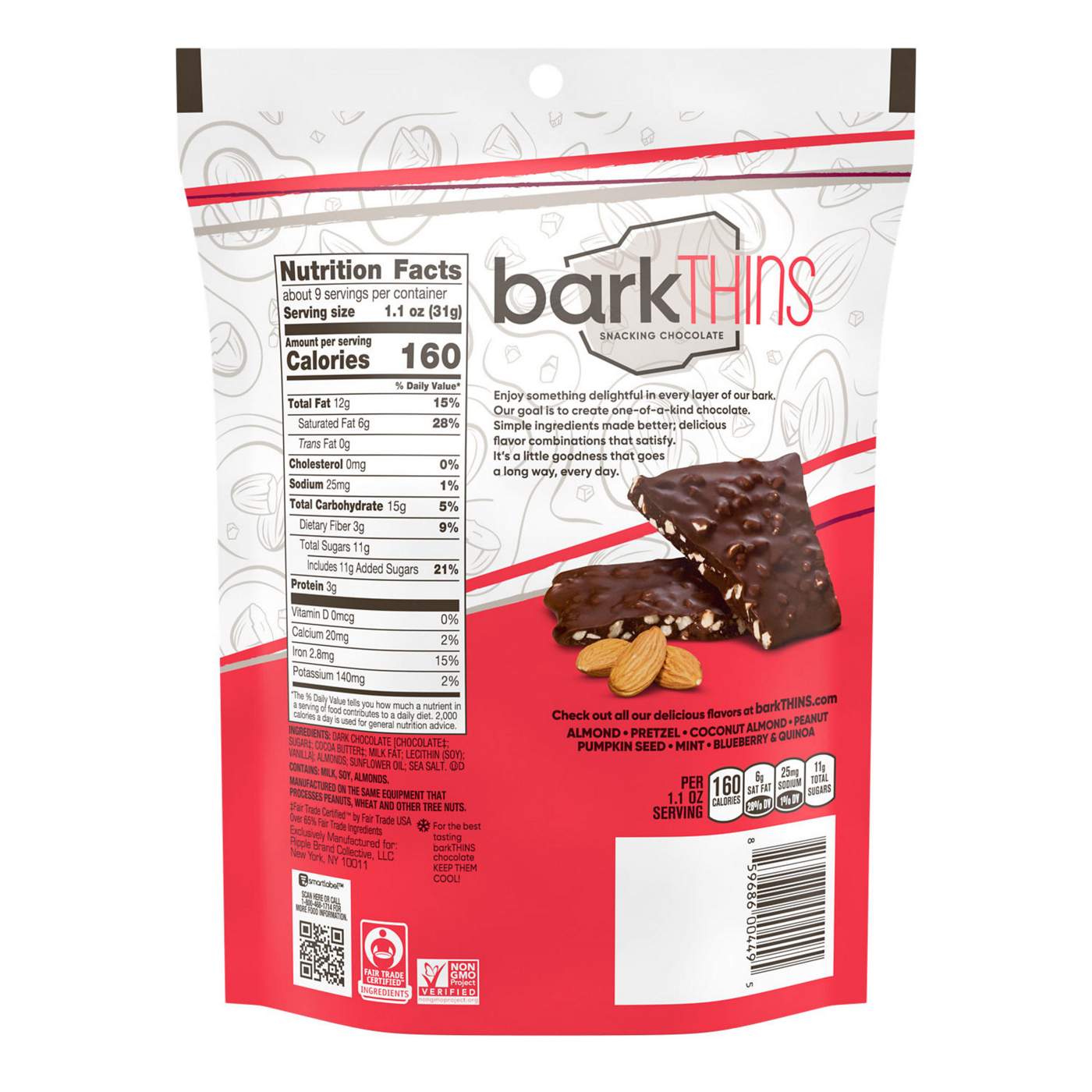 Bark Thins Dark Chocolate Almond & Sea Salt Snacking Bars; image 6 of 6