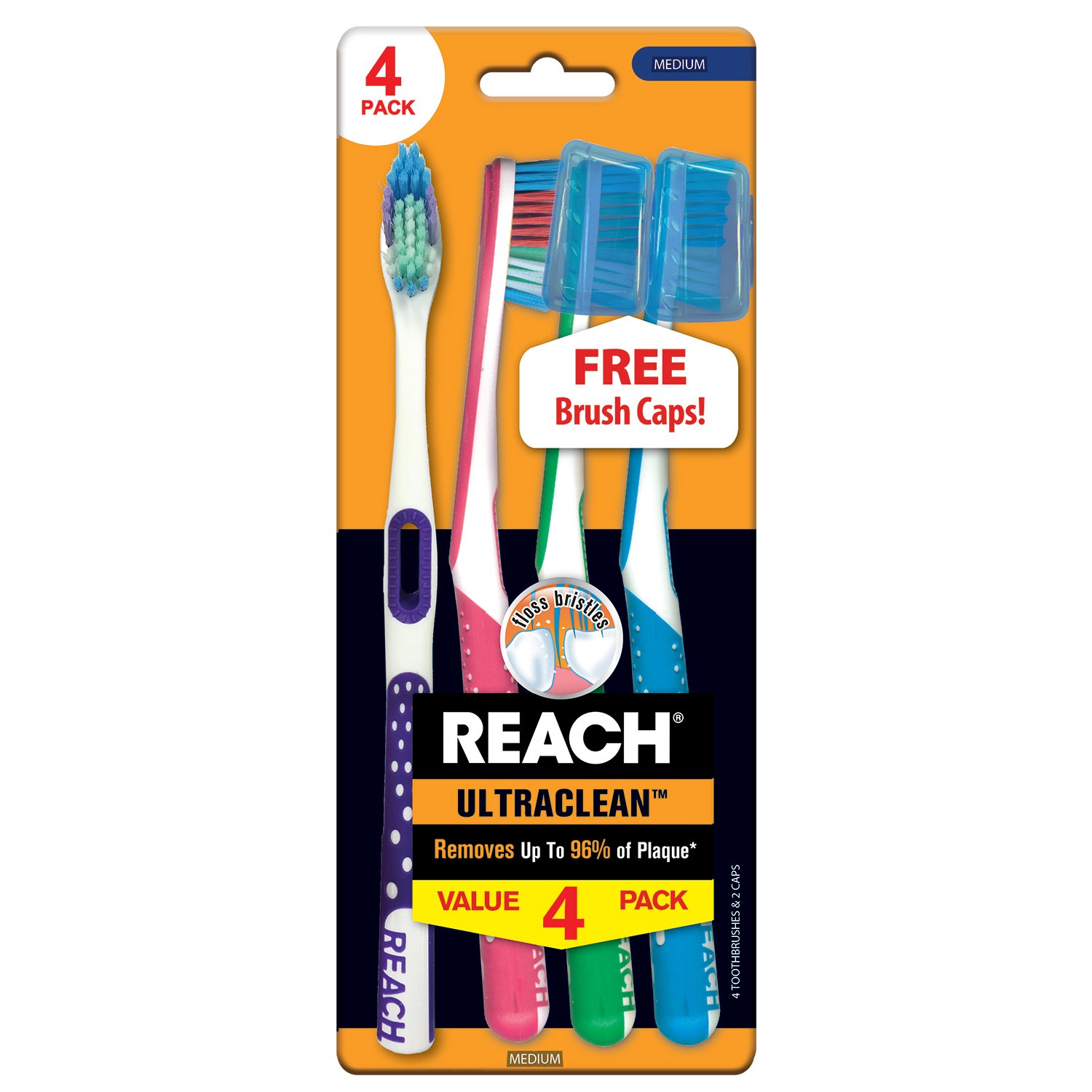 REACH Ultra Clean Soft Toothbrushes, 15.2 Oz, Pack of 4