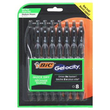 BIC Gel-ocity Quick Dry 0.7mm Gel Pens - Black Ink, 8 pk