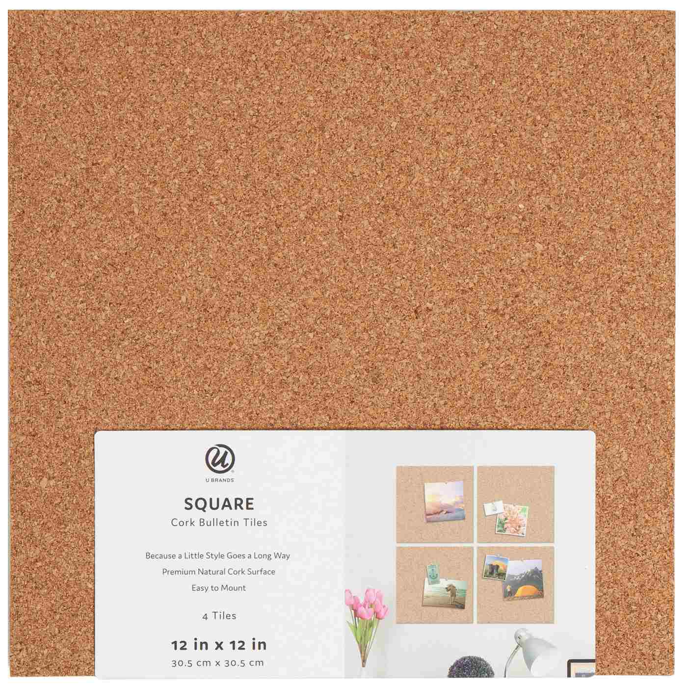 U Brands Square Cork Bulletin Tiles, 4 pk; image 1 of 3