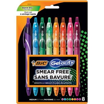 BIC Gel-ocity Quick Dry 0.7mm Gel Pens - Assorted Ink, 8 pk