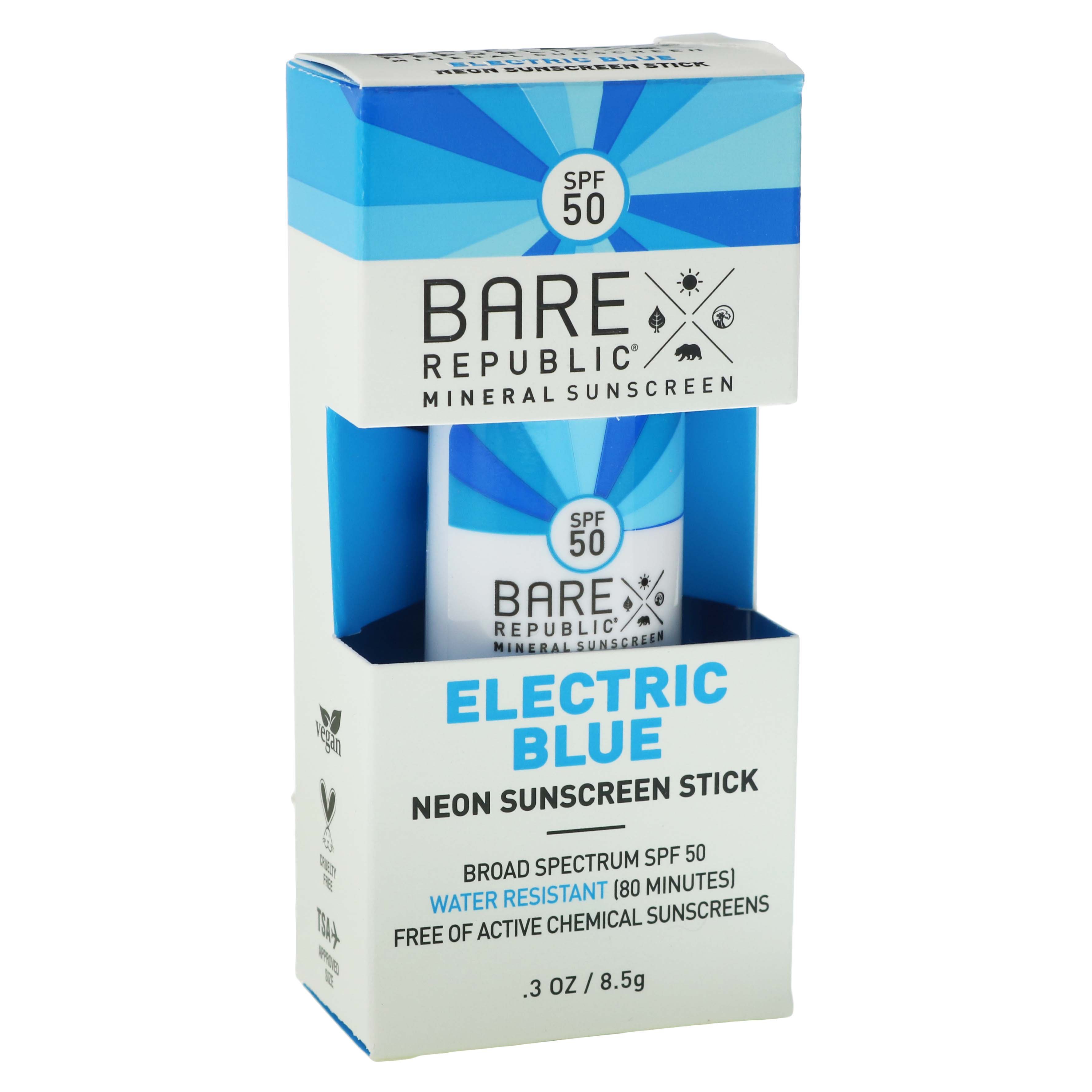 Bare Republic SPF 50 Neon Sun Stick Blazing Blue Shop Sunscreen