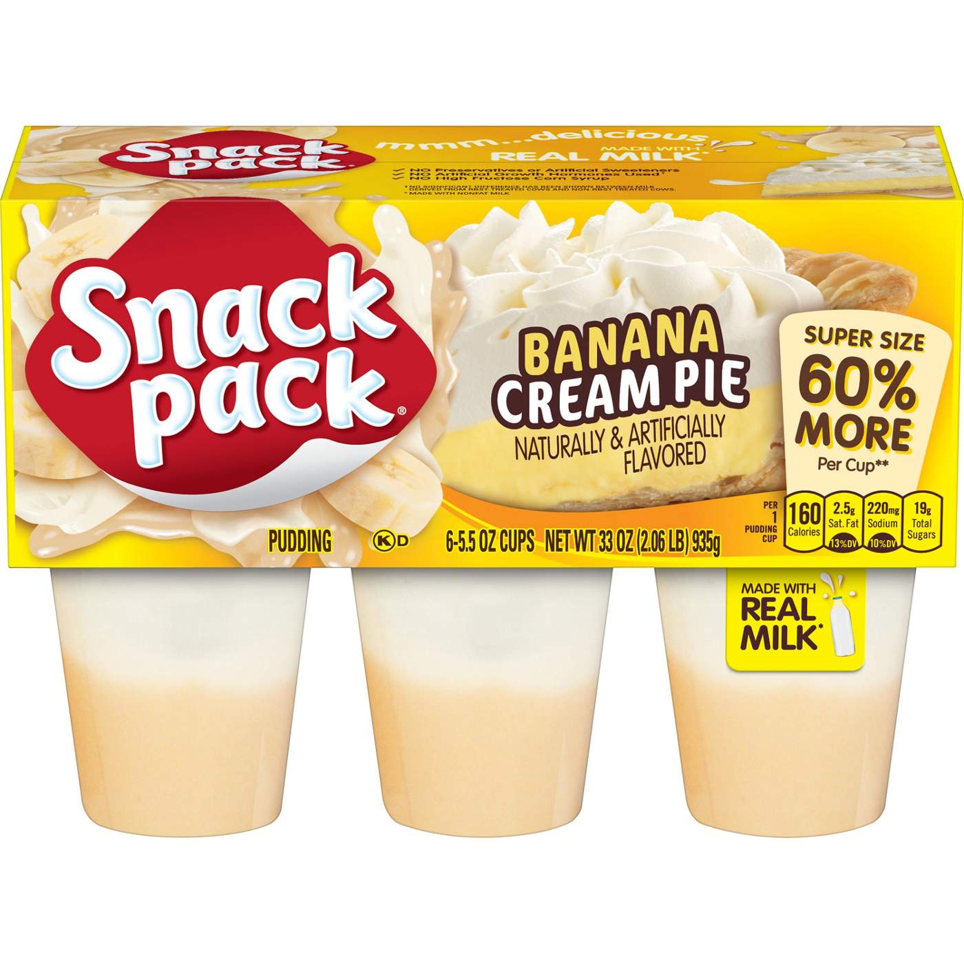 Snack Pack Super Size Banana Cream Pie Pudding Cups; image 1 of 7