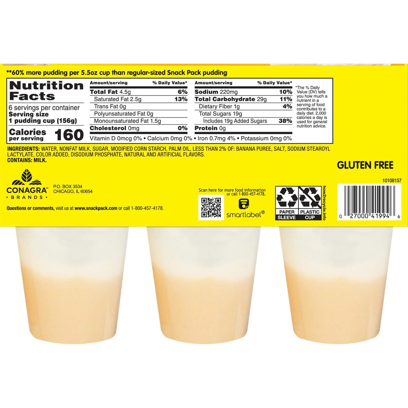 Snack Pack Super Size Banana Cream Pie Pudding Cups; image 6 of 7